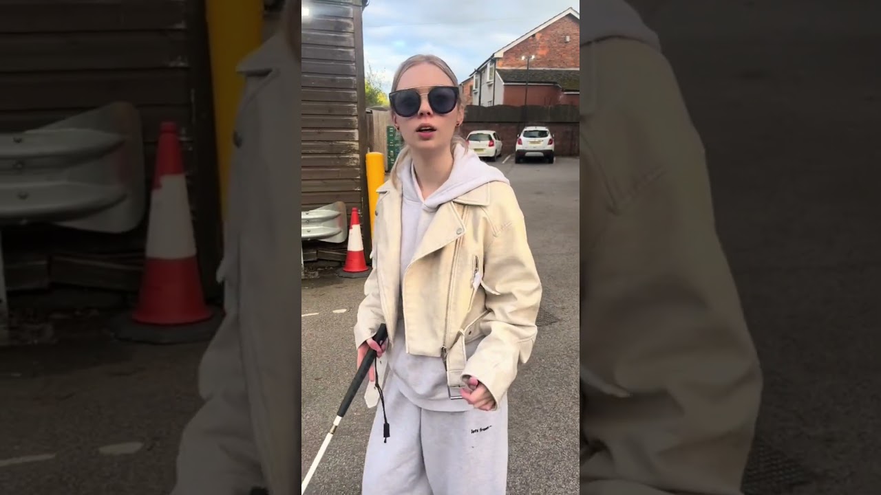 Blind girl goes for walk #walk