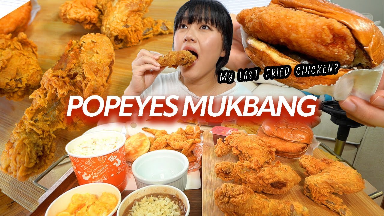 Possibly my last Fried Chicken Mukbang?!!! POPEYES REVIEW @34 weeks pregnant ❤️
