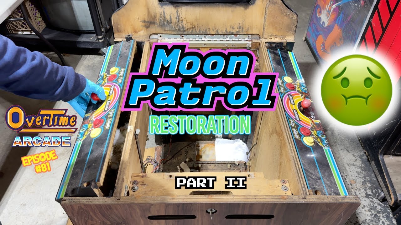 DISGUSTING! 🤢 Moon Patrol restoration part 2 🌖🛺 cocktail arcade cabinet teardown & nest removal 🛠️🐀