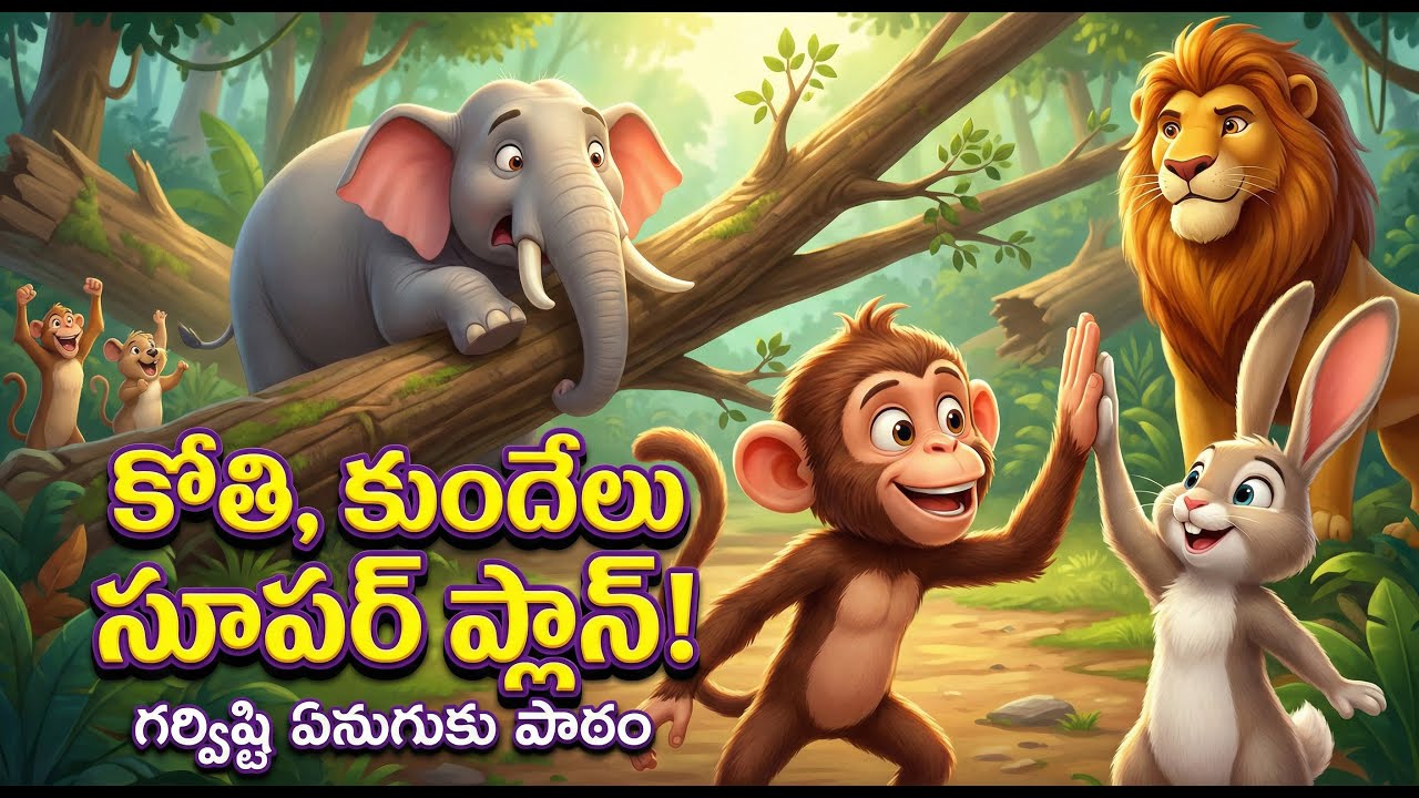 గర్విష్టి ఏనుగుకు బుద్ధి చెప్పిన కోతి & కుందేలు! 🐒🐘🐰 | New Telugu Moral Stories 2026