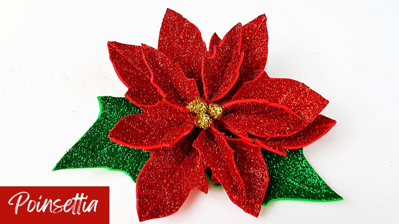 Poinsettia Christmas Flower DIY | Poinsettia flower with Foam sheet | Foam Poinsettia Flower