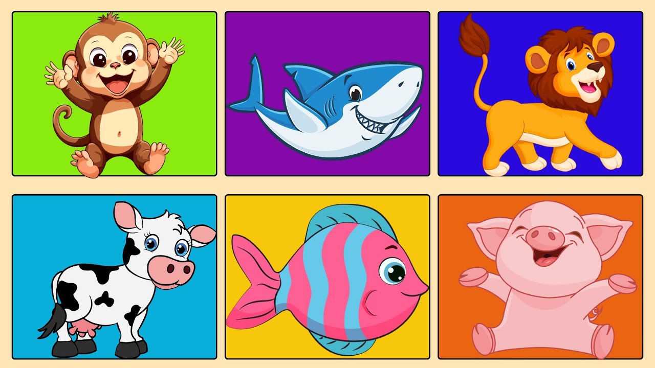 Aprenda os Nomes dos Animais e Seus Sons: Fazenda, Floresta e Mar! | Animais para crianças!