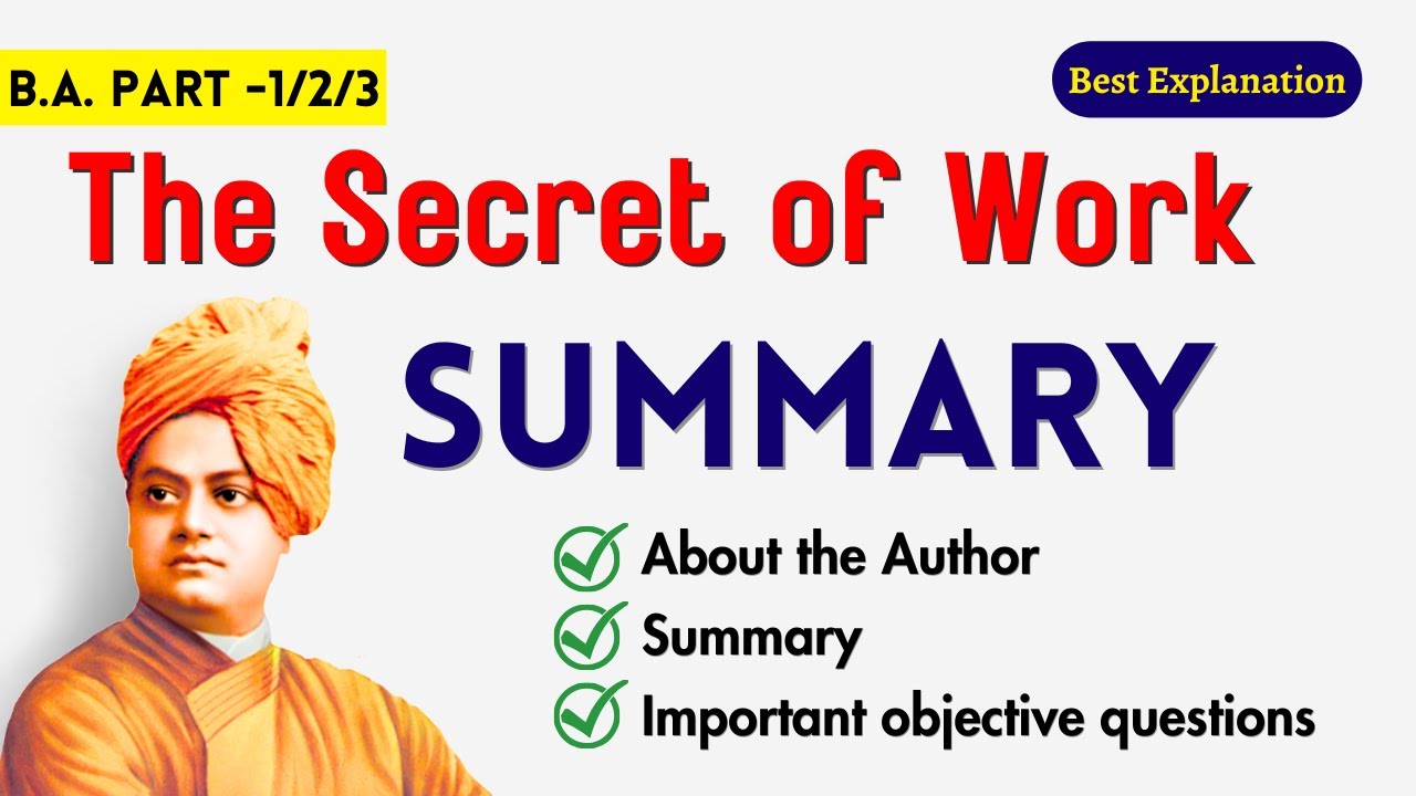 The Secret of Work by Swami Vivekananda | Summary | English Literature