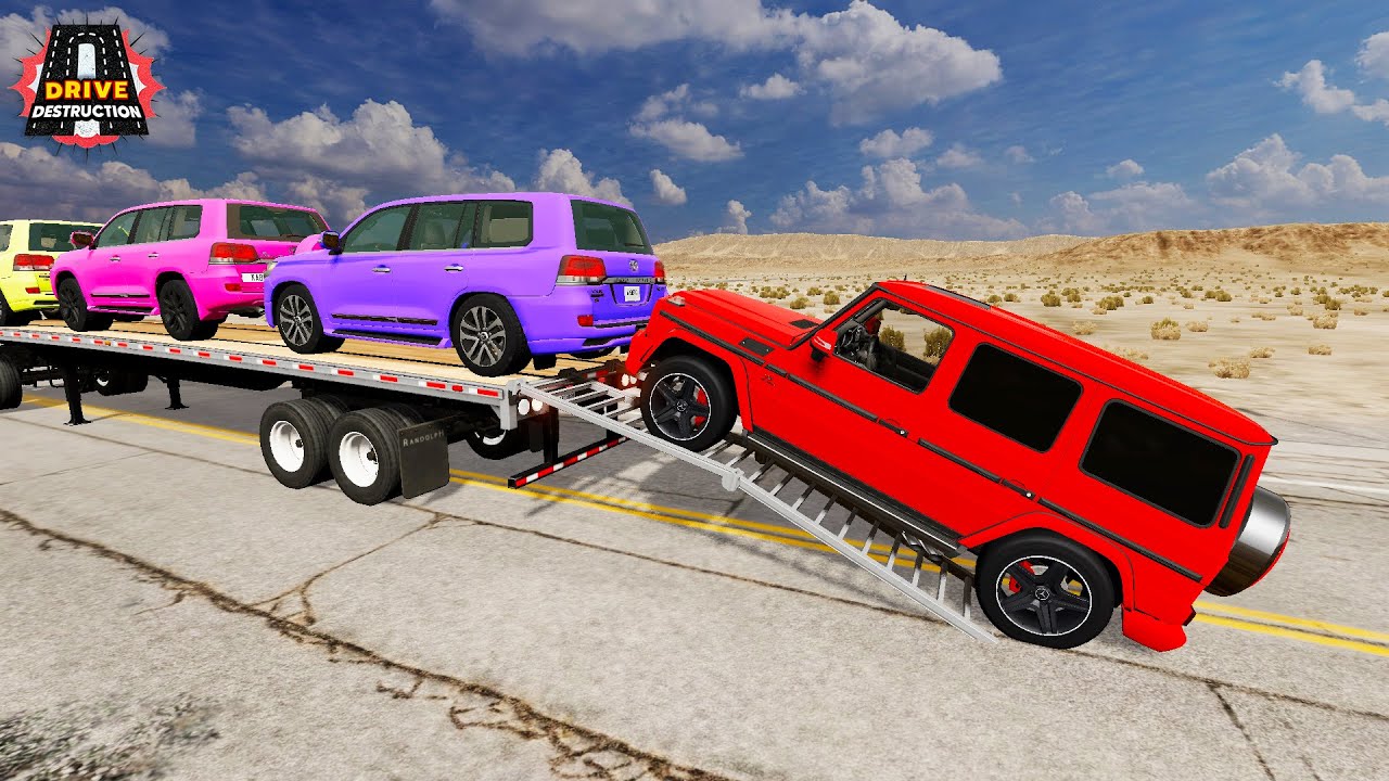 Flatbed Truck Mcqueen | Transportation with Truck - Pothole vs Car #42 - BeamNG Drive
