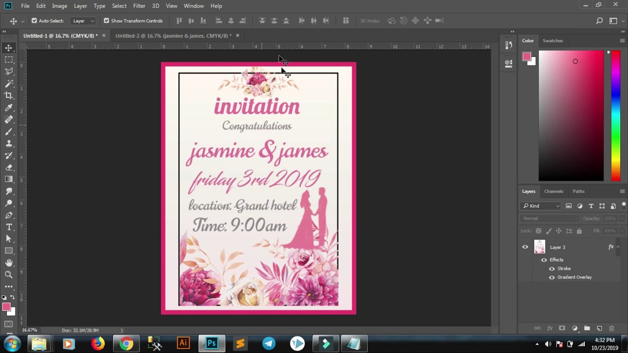 WEDDING INVITATION CARD IN PHOTOSHOP 2019/20