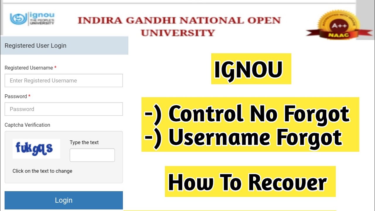 How to Find Your Forgotten Control Number and Username | Mister Ignou #ignou #admissionlastdate