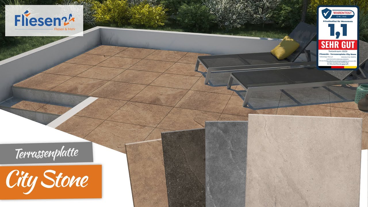 Terrassenplatte | City Stone 60x60x2 cm | Feinsteinzeug - 100% frostsicher