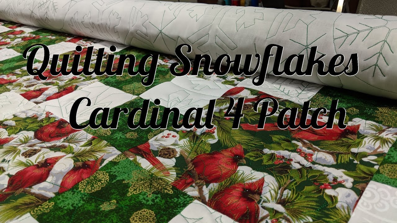 Quilting Snowflakes Cardinal 4 Patch