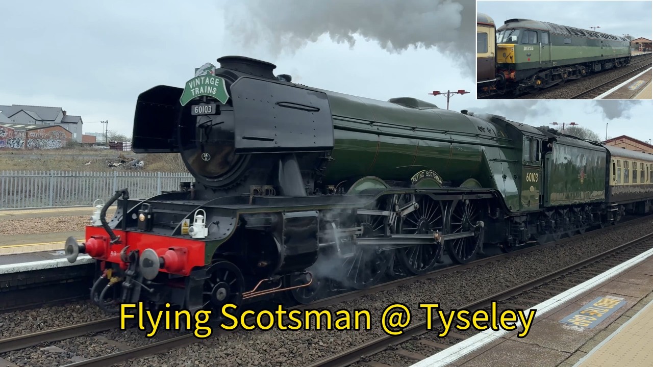 Flying Scotsman at Tyseley | Birmingham Steam Special with Pullmans & 47773