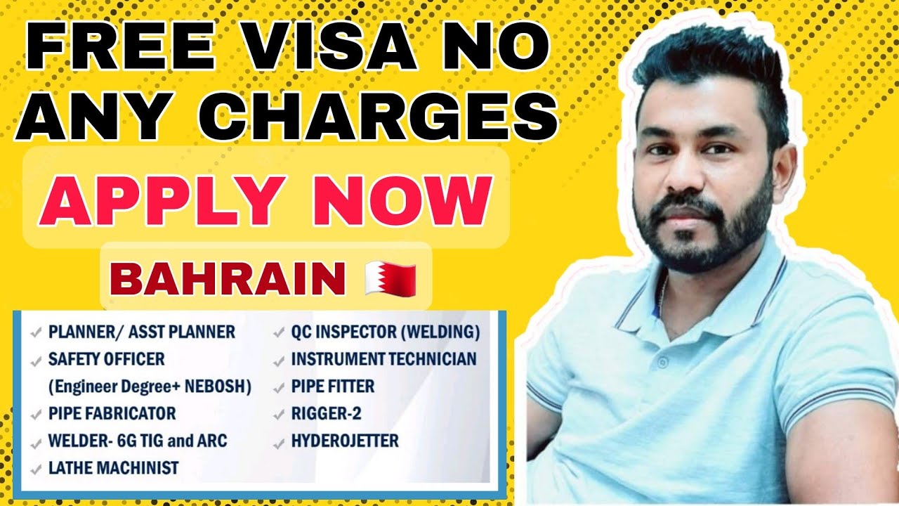 BAHRAIN  FREE VISA | RIGGER, PIPE FITTER, HYDROTESTR, SAFETY OFFICER, WELDER, LATHE MACHINIST  JOBS