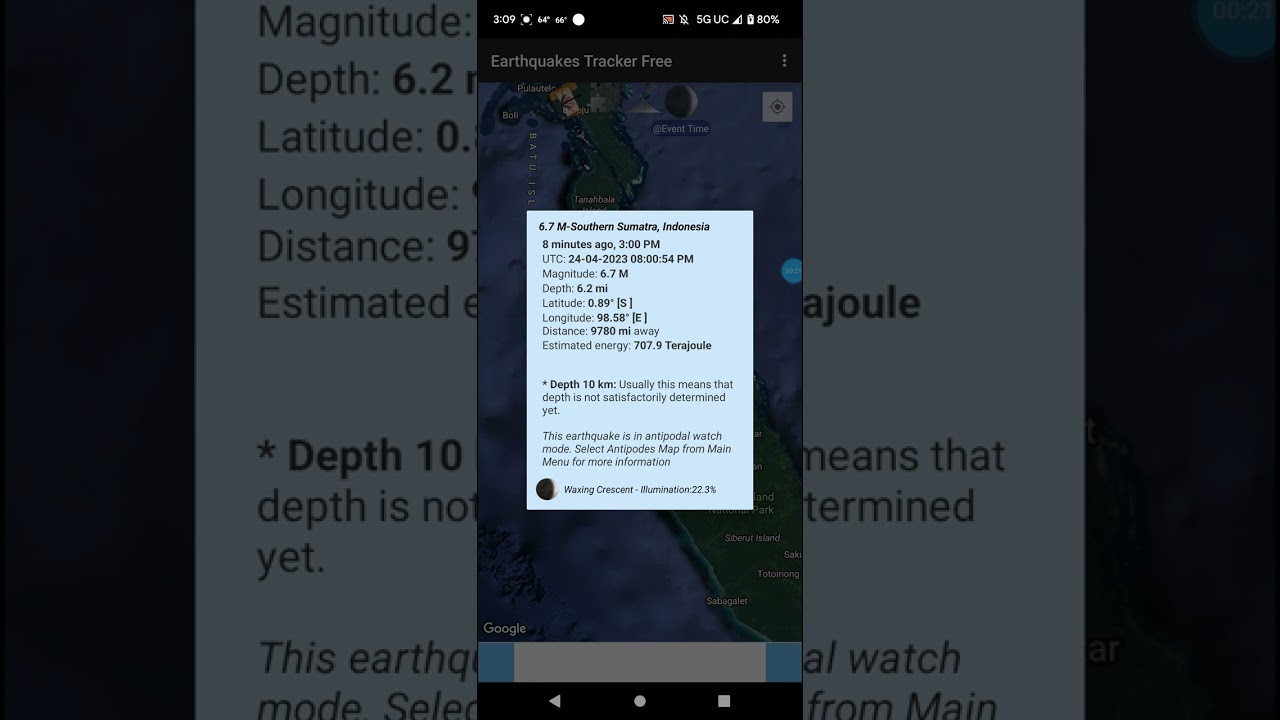 6.7 Earthquake Muarsiget, Indonesia 4-24-23