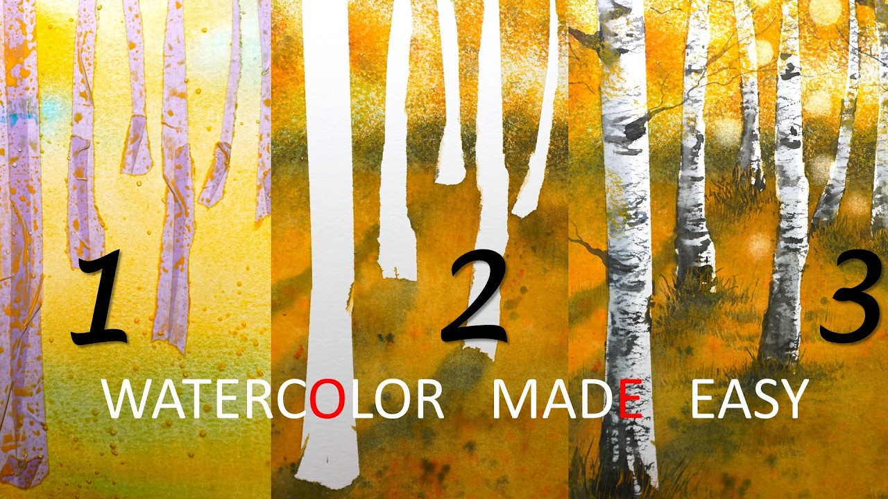 Genialer TRICK um BIRKEN zu malen in Aquarell