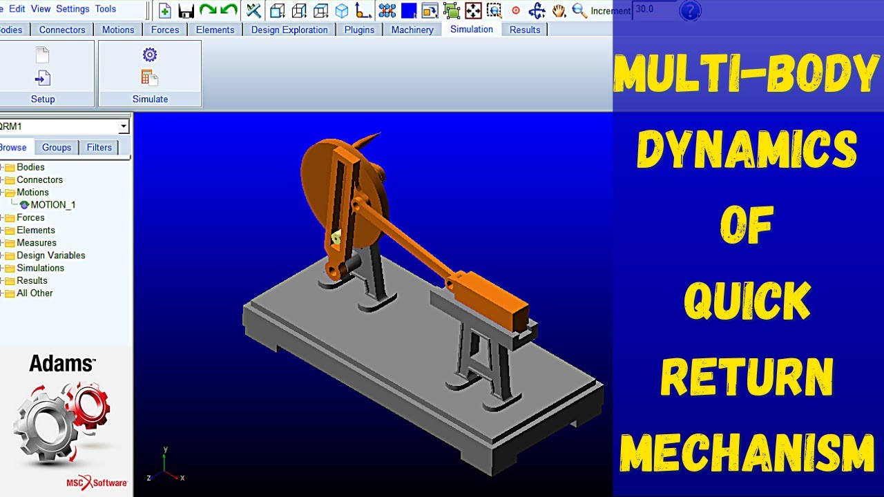 Quick return mechanism | Adams View | Multi-body dynamics (MBD)