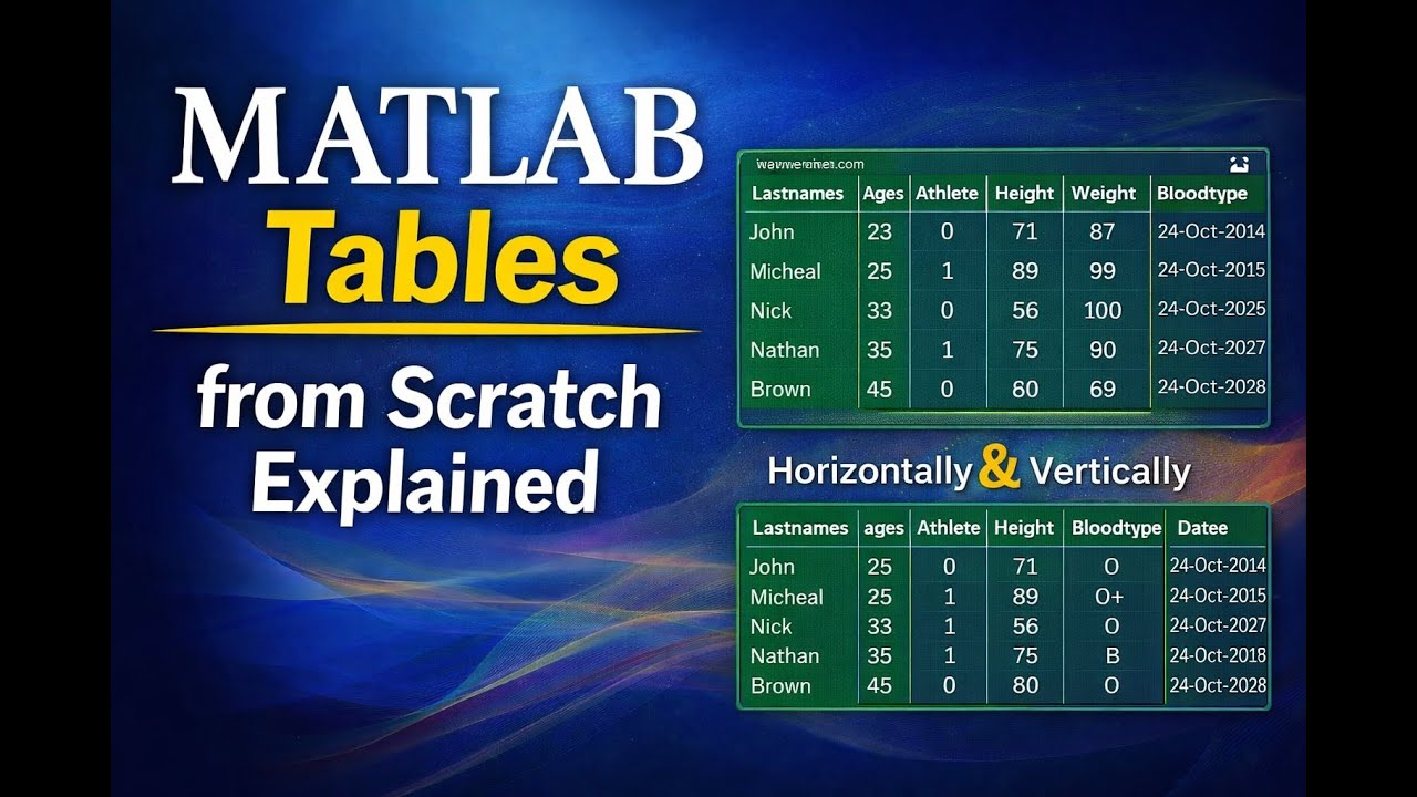 MATLAB Tables Explained | Creating Tables from Scratch with Data Types