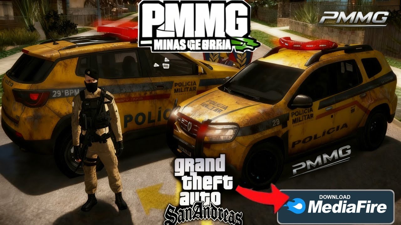 SAIU!! GTA SAN PMMG MINAS GERAIS AJUDA NOIS LOGO O DOWNLOAD TA CHEGANDO com v&aacute;rias  fun&ccedil;&otilde;es 