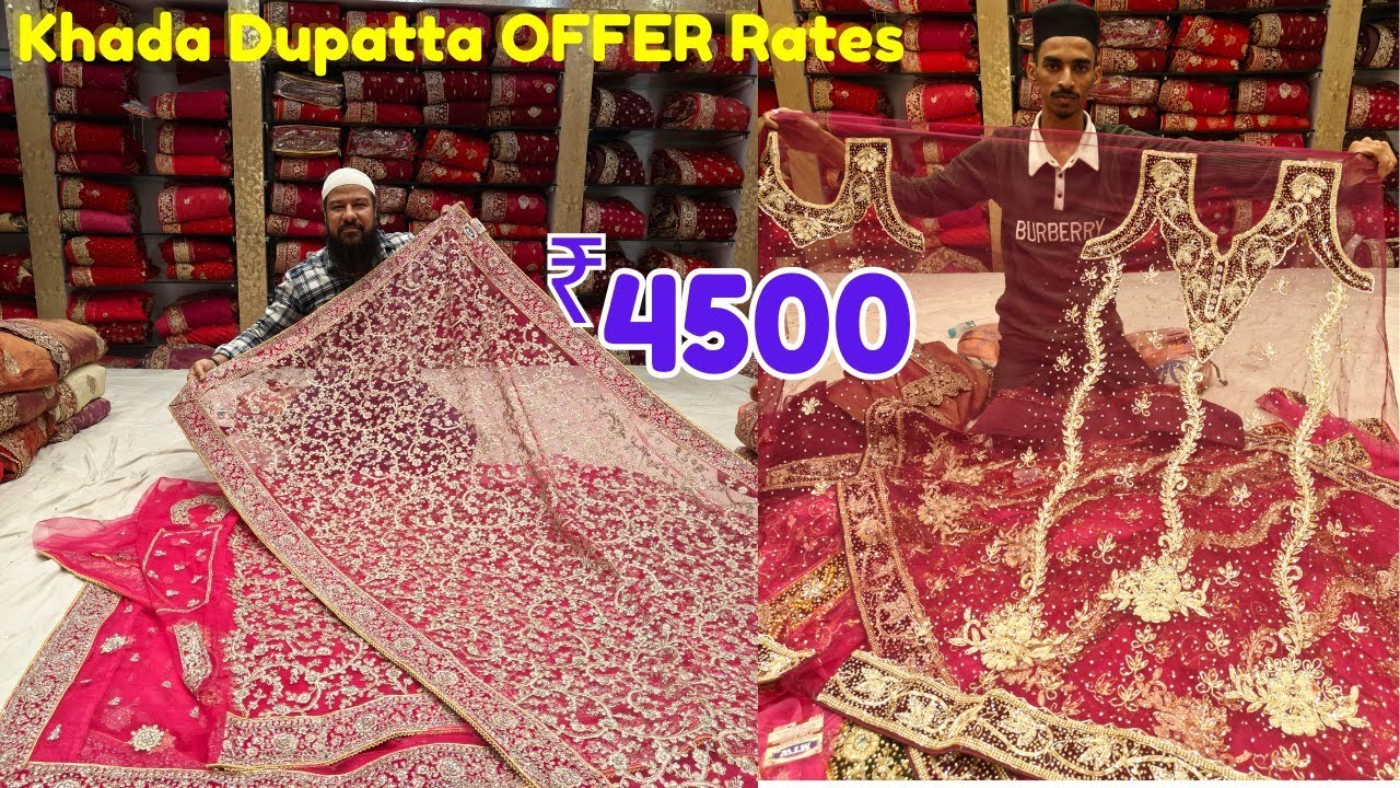 Hyderabadi Khada Duaptta ₹ 4,500 price New Model 50% OFF madina tex world hyderabad khada dupatta