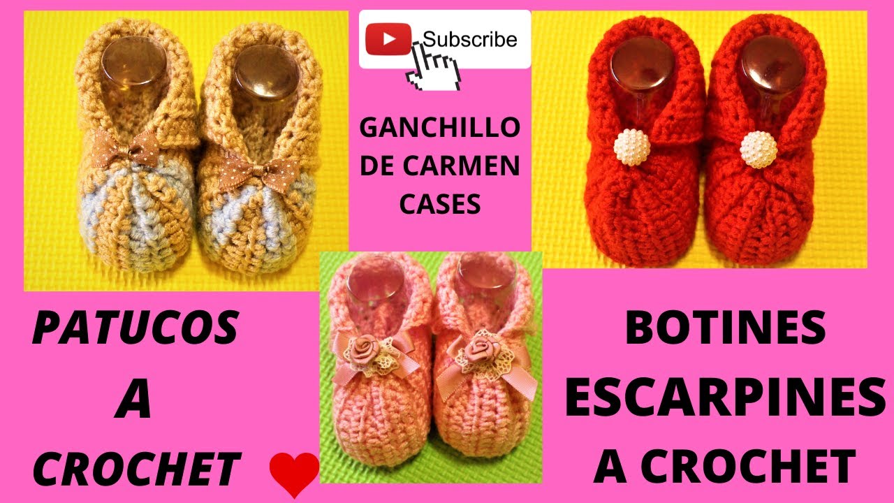 PATUCOS, BOTINES, ESCARPINES, BOTITAS DE BEBÉ A CROCHET, FÁCIL Y RÁPIDO #ganchillodecarmencases