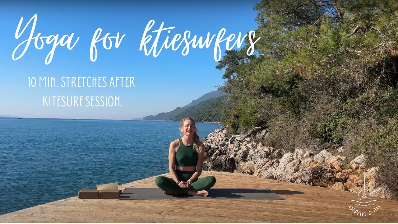Yoga for kitesurfers. 10 min. Stretches after kitesurf session.