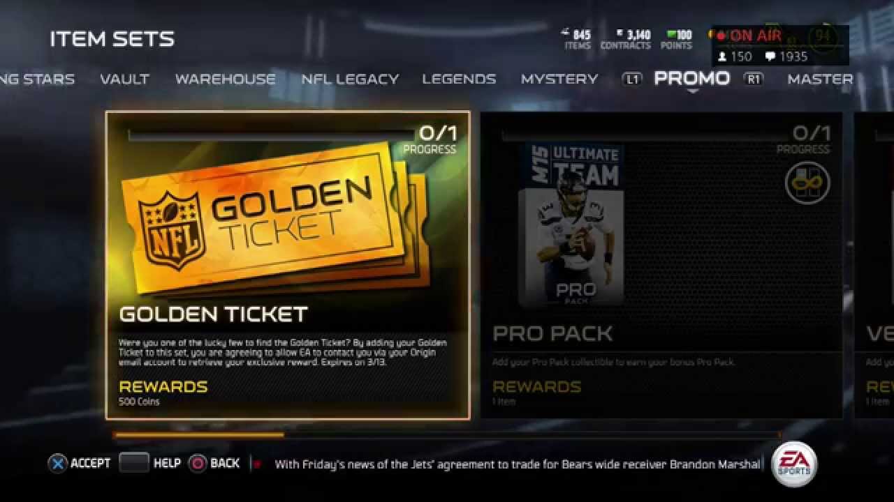Madden 15 Ultimate Team - GOLDEN TICKET PACK OPENING!