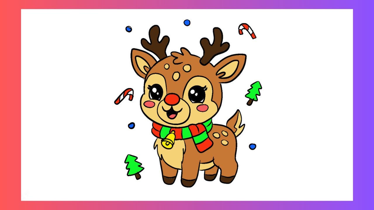 🎄 ⭐ How to Draw a Cute Reindeer (Rudolph) | Easy Christmas Drawing for Kids 🎄