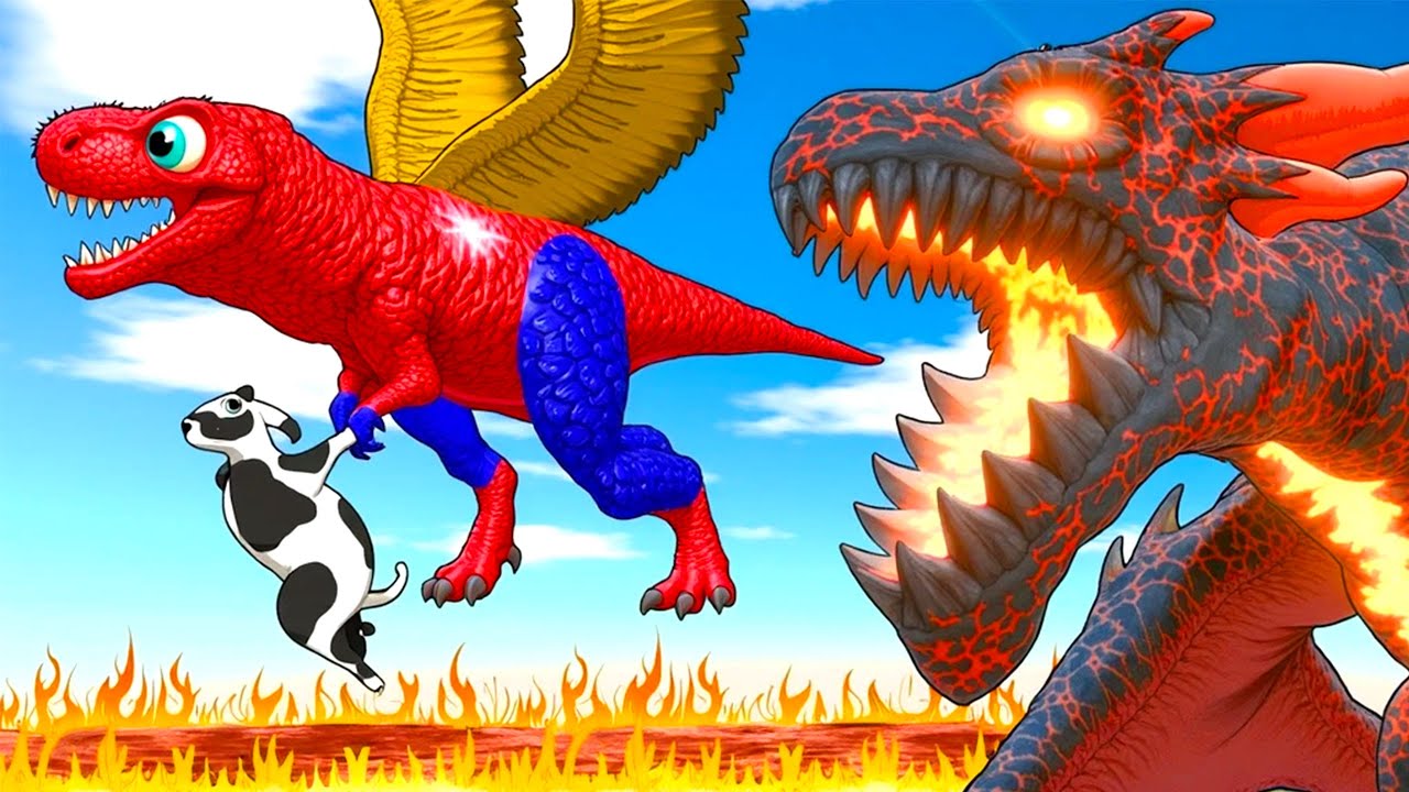 Superheroes On Dinosaurs Fighting vs T-Rex SpiderMan in Spider-Man Bridge Jurassic World Trilogy ⚡
