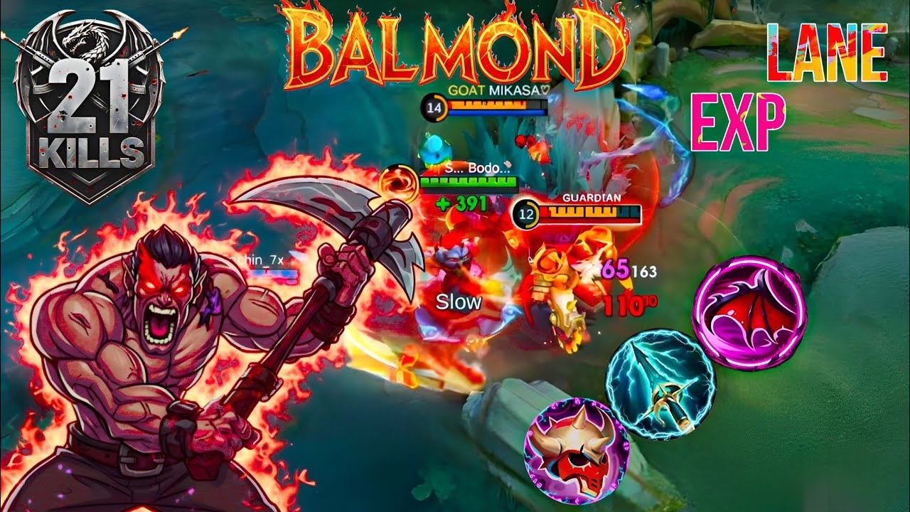 BALMOND EXP LANE 1V3 CLUTCH 😤 INSANE DAMAGE ! BALMOND BEST BUILD - MLBB