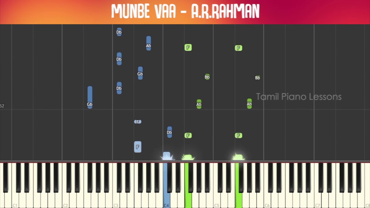 Munbe Vaa  Keyboard/Piano Notes with Chords | Tamil Piano Lessons |