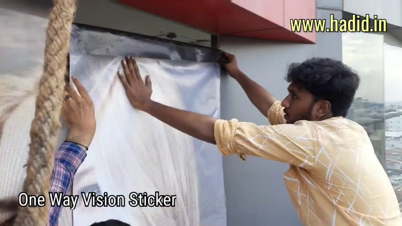 How to One Way Vision Vinyl Sticker Pasting on glass. #vinylsticker #onewayvinyl #onewaysticker