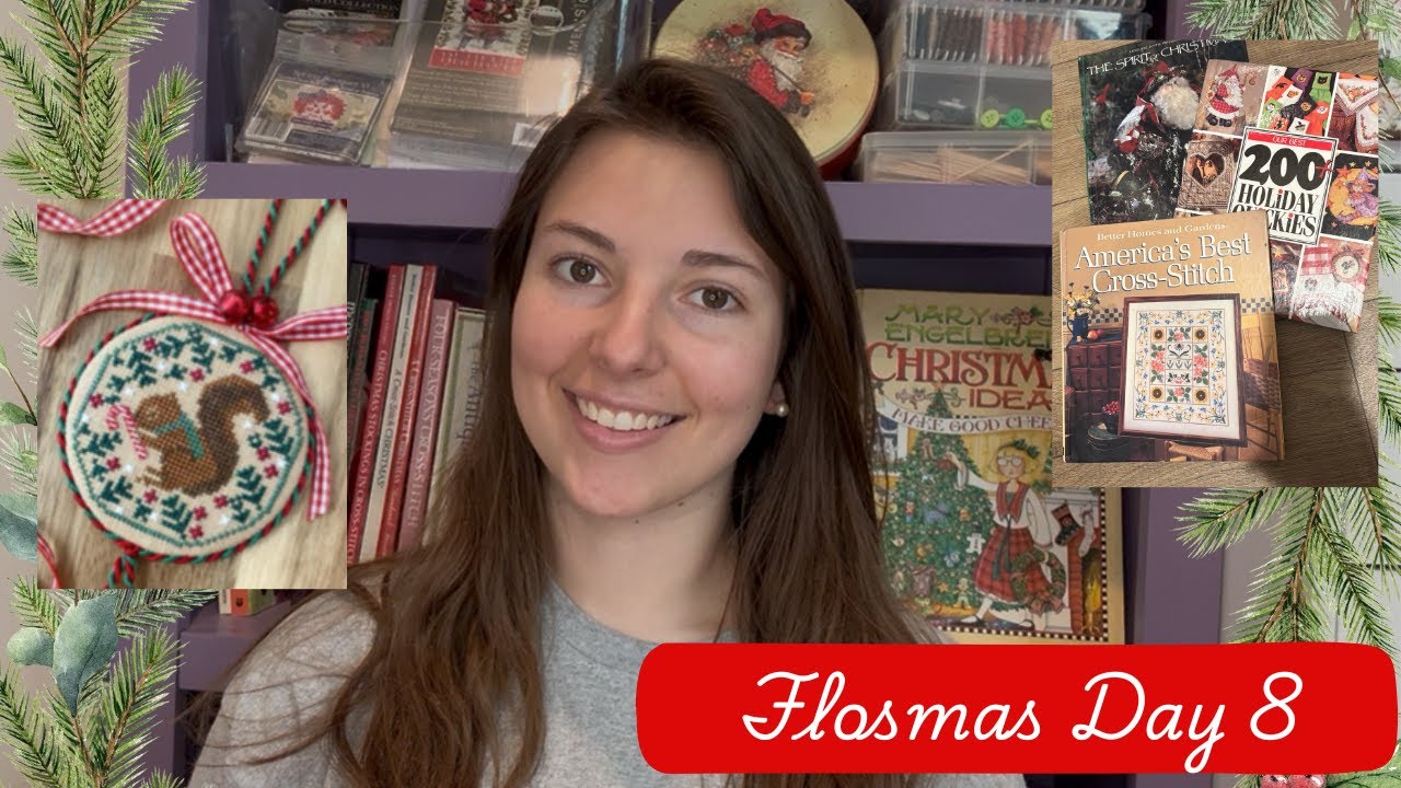 День 8 Flossmas - Завершение вышивания ёлочной игрушки, покупки в антикварном магазине, бесплатна...