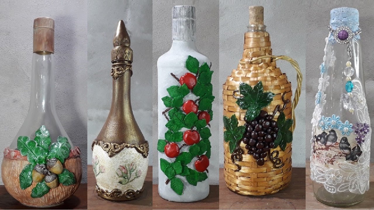 5 IDEIAS DE DECORAÇÃO DE GARRAFAS DE VIDRO - RECICLANDO GARRAFAS DE VIDRO - @lucibuzo