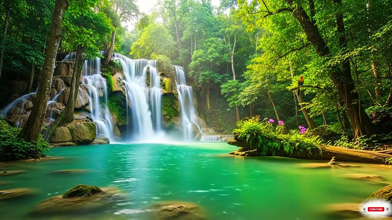 Soothing Relaxation a blend of Calming Music &Piano & Water Sounds for Sleep, Meditation, Waterfall.