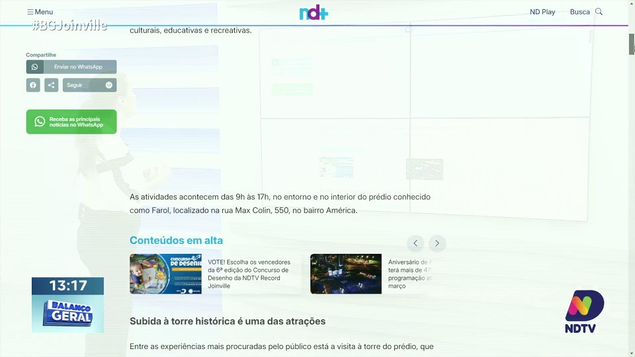 AO VIVO: Balanço Geral Joinville | 12/03/2026 | NDTV RECORD