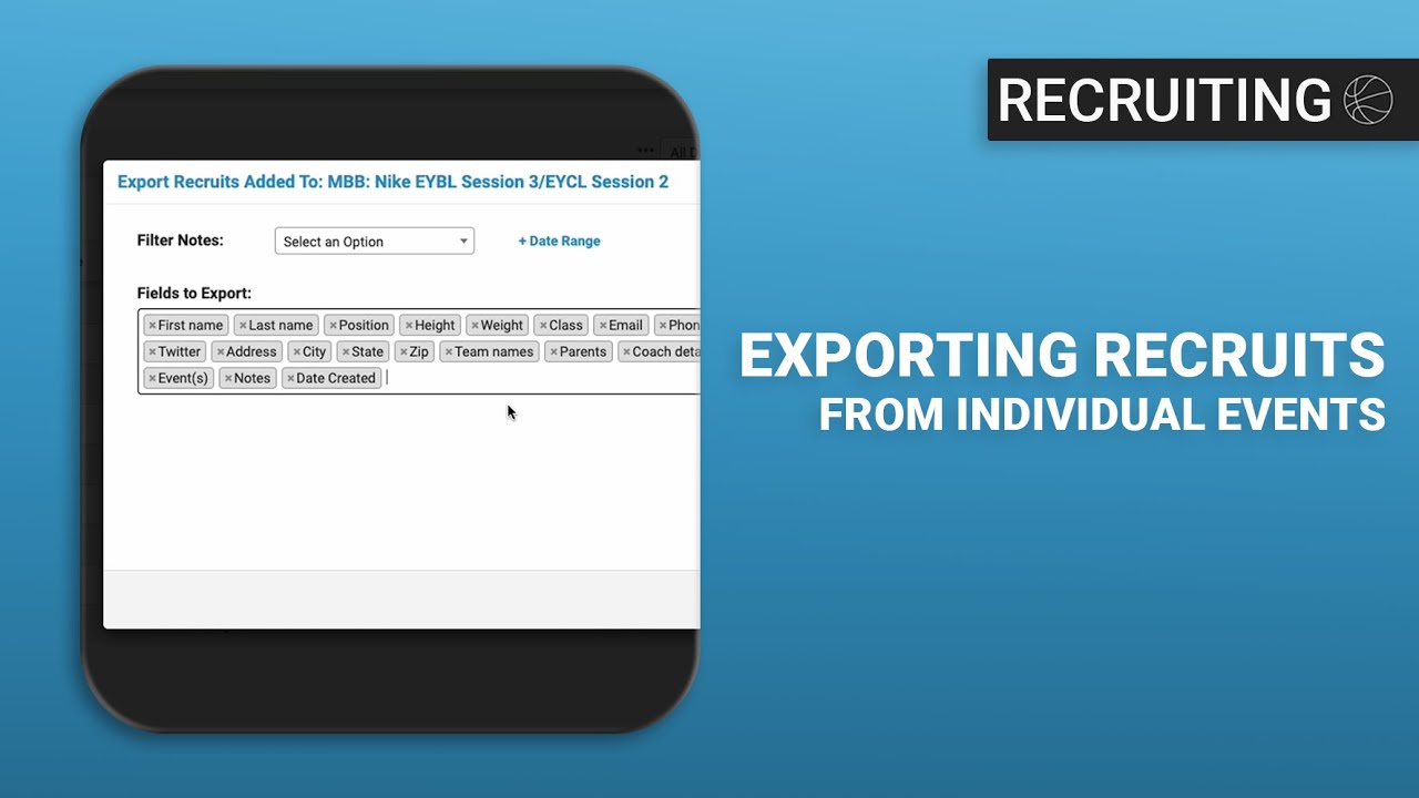 Exporting Recruits from Individual Events - Just Play Basketball