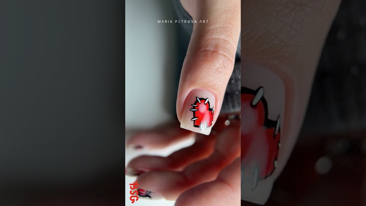 Урок по созданию маникюра с сердечком, расписанным вручную 🎨