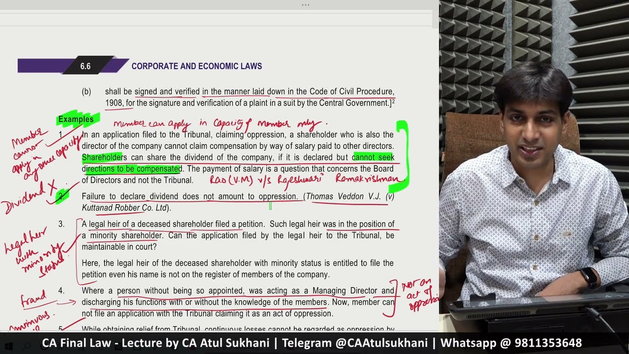 2  Sec 241 and 244 Imp Provisions - Prevention of oppression and mismanagement in company law