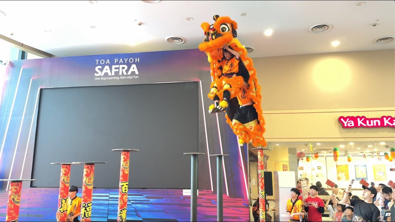 [4K] Nam Sieng 南仙 High Pole Lion Dance at SAFRA Toa Payoh Pre-CNY Event 12 Jan 2025