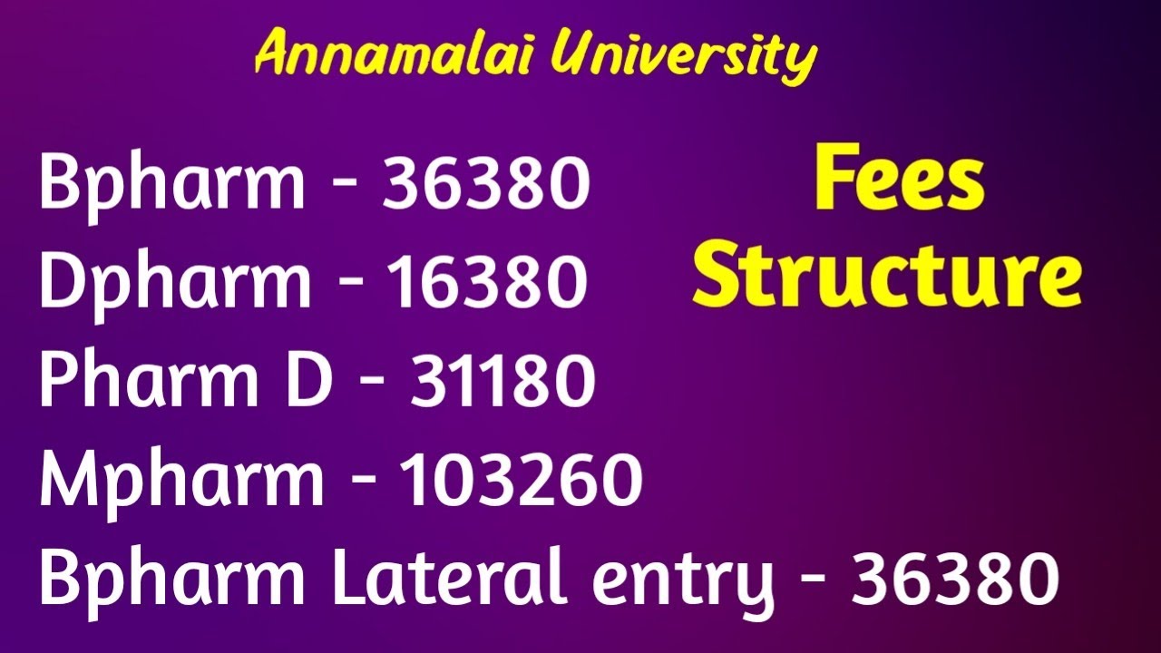 🔴 Annamalai University Fee Structure |Bpharm |Dpharm |Pharm D|Mpharm |Nursesprofile 🔴