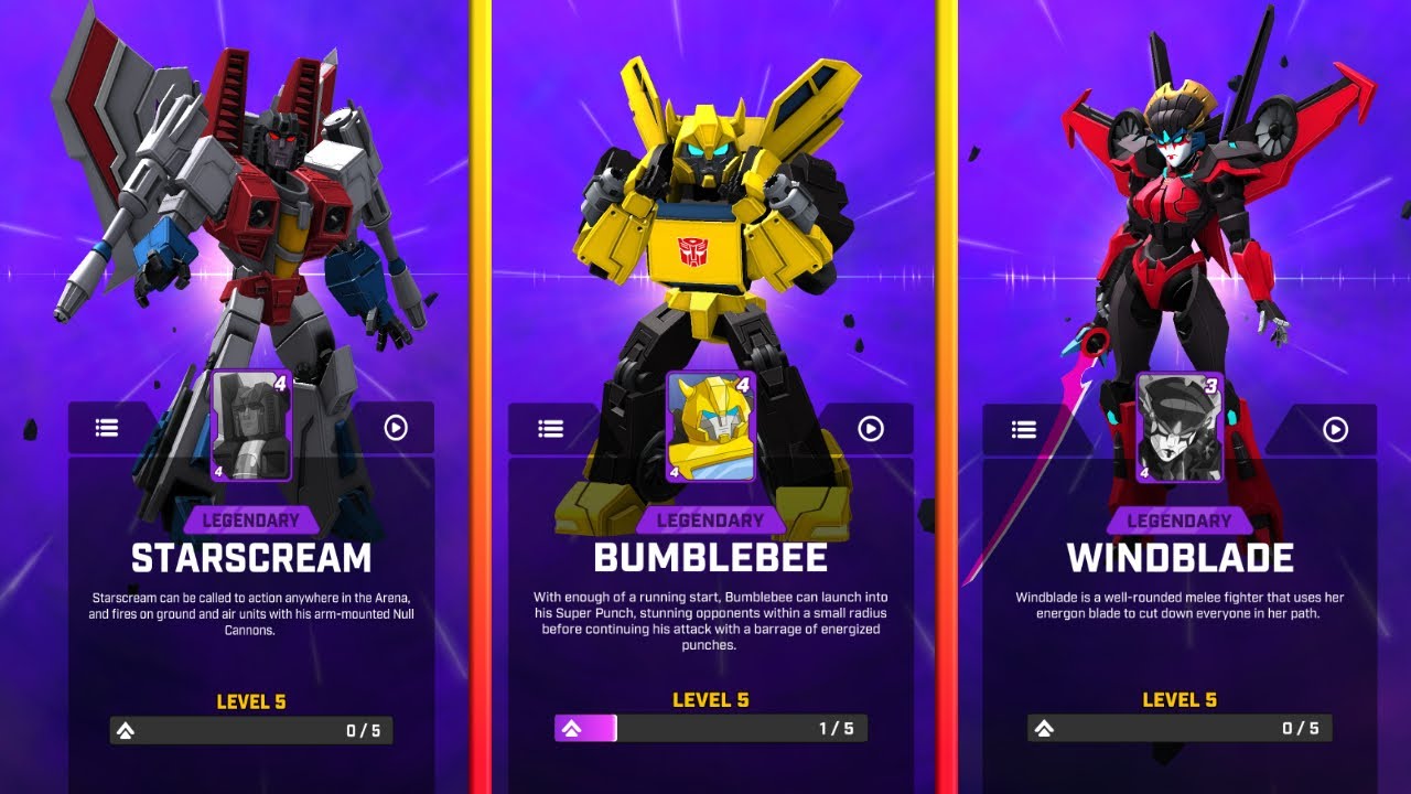 All LEGENDARY CARDS ABILITIES  - Transformers: Tactical Arena | Mobile Gaming 📱