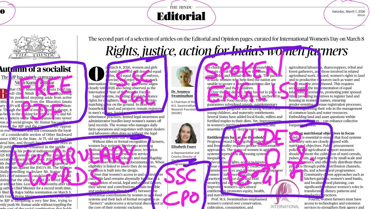 7 March 2026 | The Hindu newspaper analysis today | how to read English newspaper