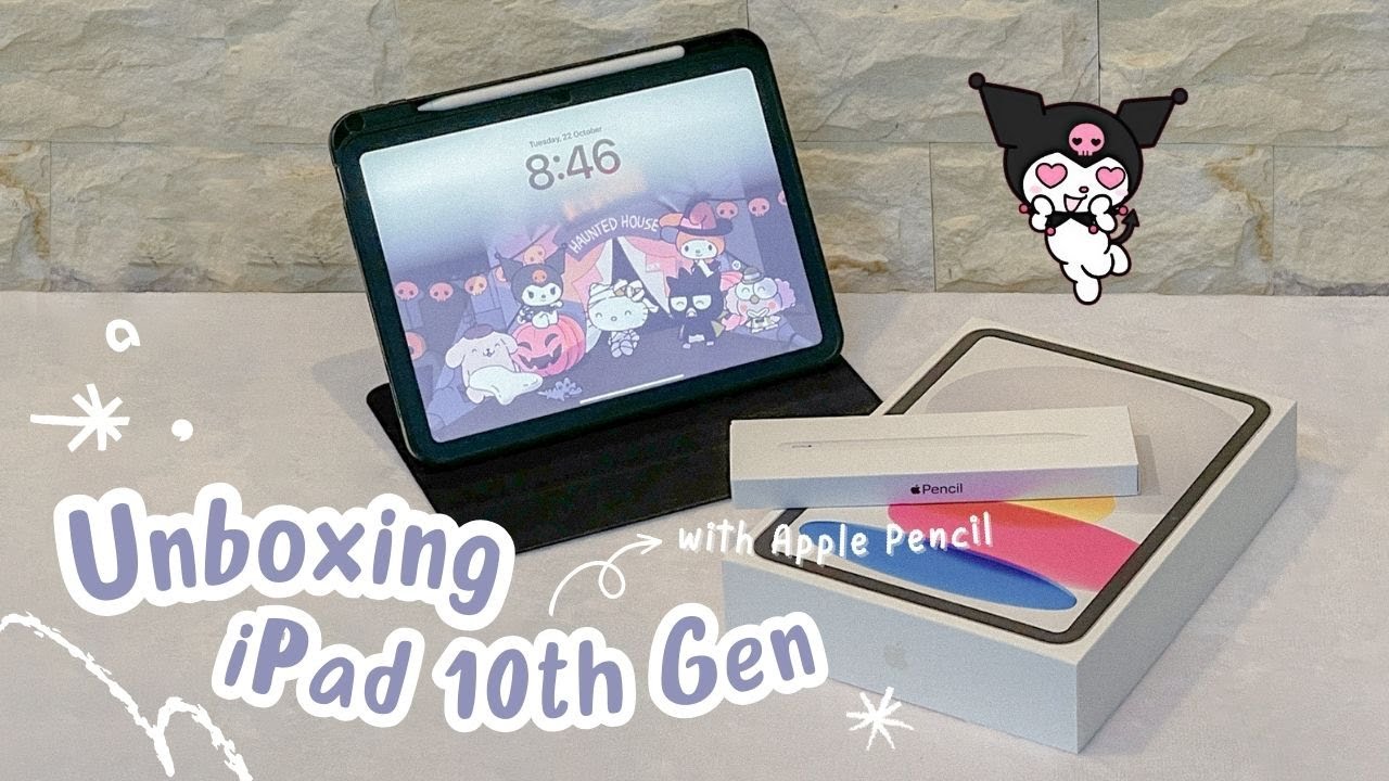 unboxing iPad 10th Gen in 2024 ?! + Apple Pencil (type c) w accessories  🖤✨ aesthetic vlog x kuromi