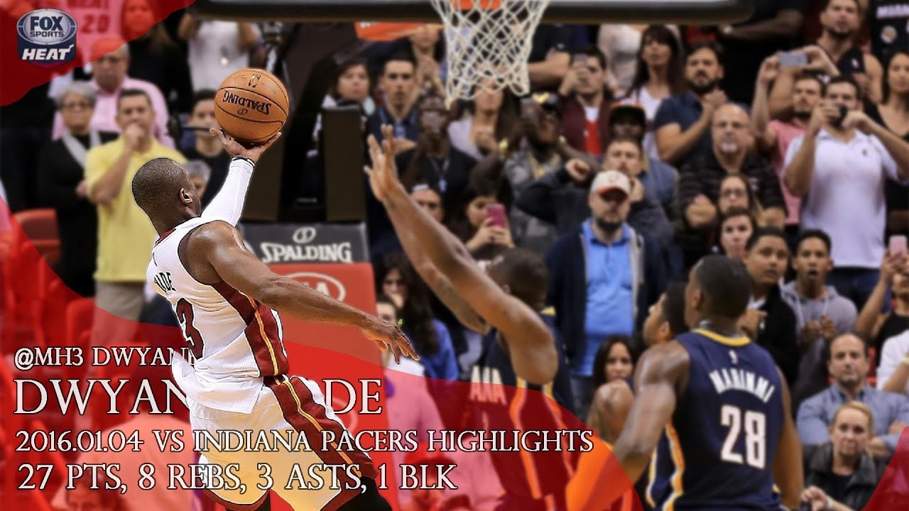 2016.01.04 vs Indiana Pacers Dwyane Wade Highlights, 27 pts, Heroics