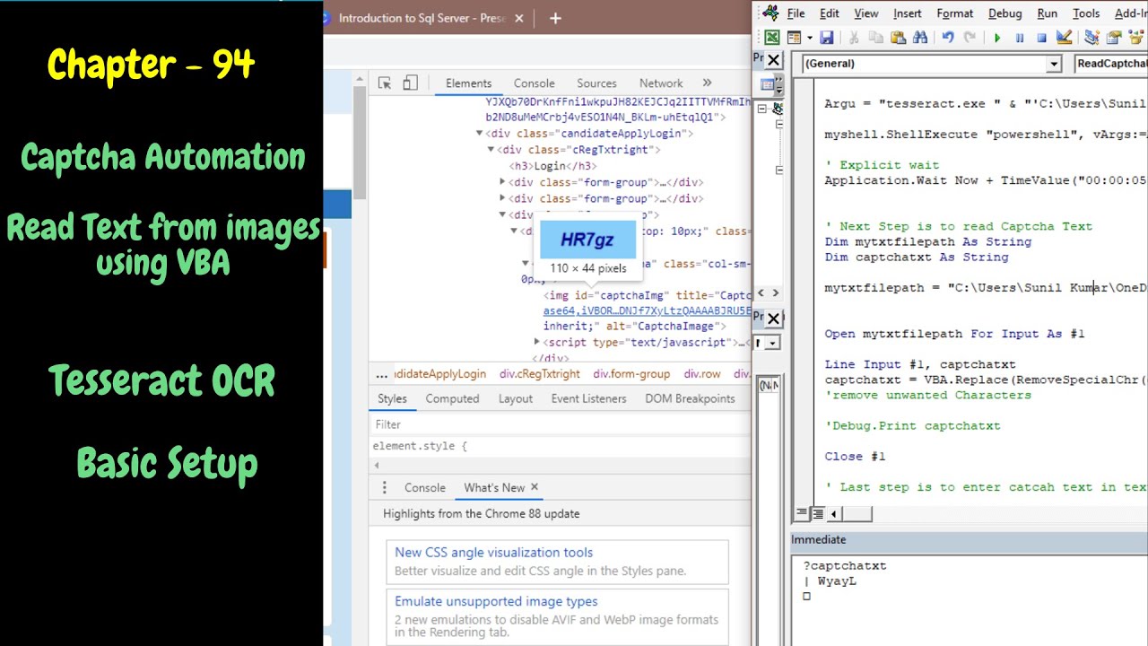 How to read text from image using VBA | Captcha automation using VBA | Tesseract OCR