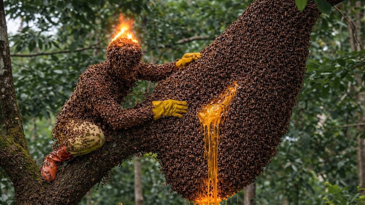 A Dramatic Wild Honey Hunt – Bees Swarming with No Way Back