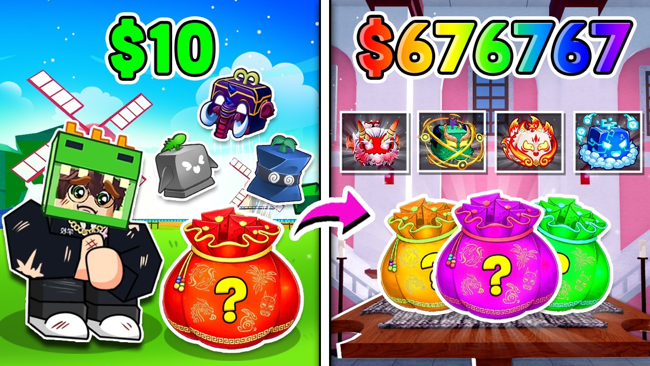 KHANGG MỞ TÚI MÙ $10 VS $676767 SỞ HỮU TRÁI RỒNG VÀ YETI TRONG BLOX FRUIT