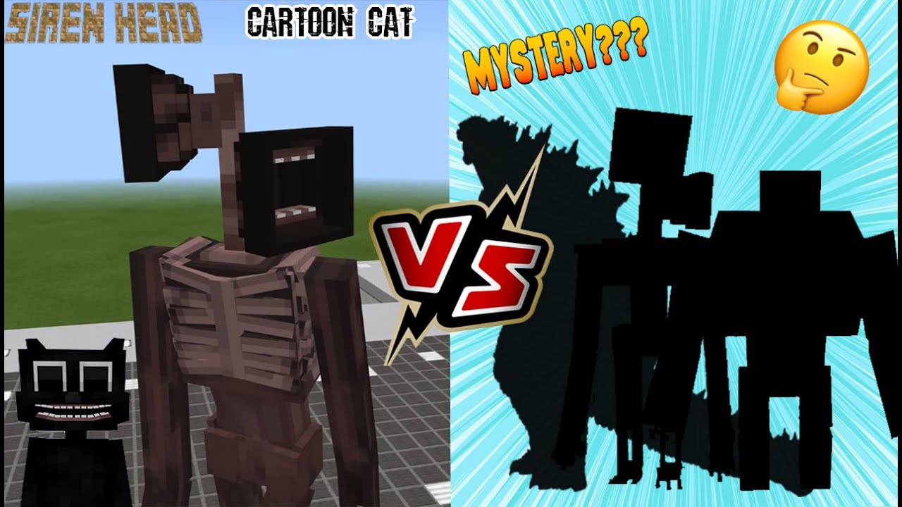 Siren Head V2 and Cartoon Cat VS Mystery Bosses (Minecraft PE)