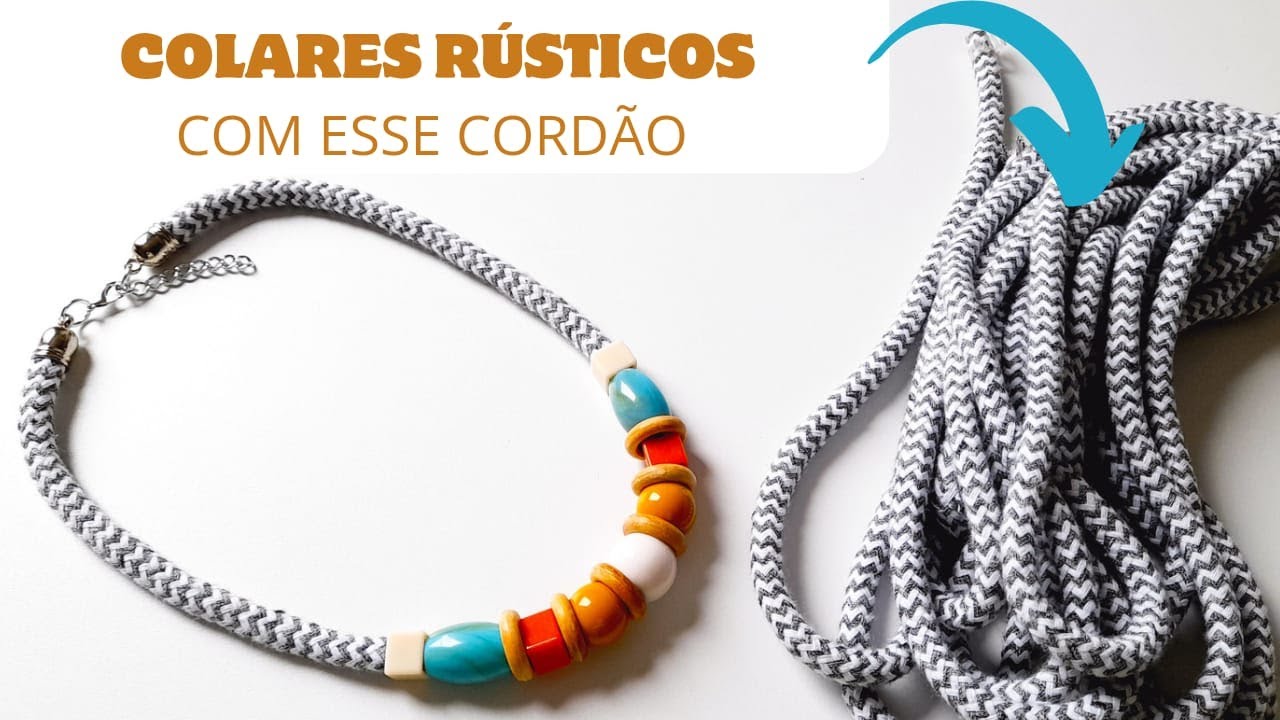 COMO FAZER COLAR COM CORDÃO DE ALGODÃO RÚSTICO - Aula de bijuterias passo a passo #bijuterias