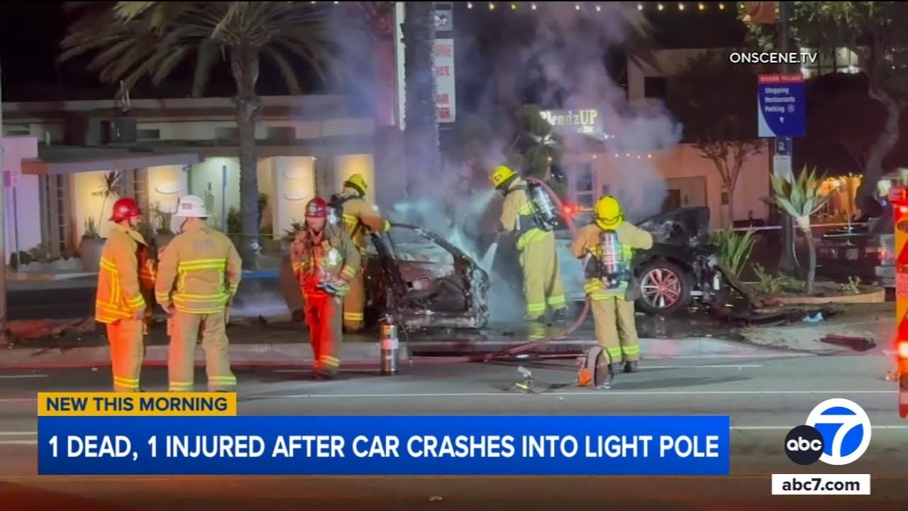 1 dead, 1 injured after car crashes into pole in Redondo Beach