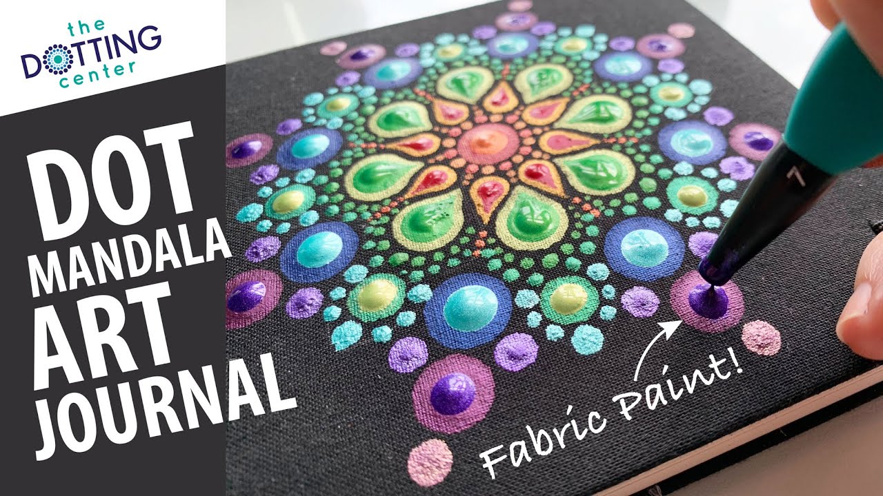 How to paint a dot mandala on FABRIC! Let's paint an ART JOURNAL