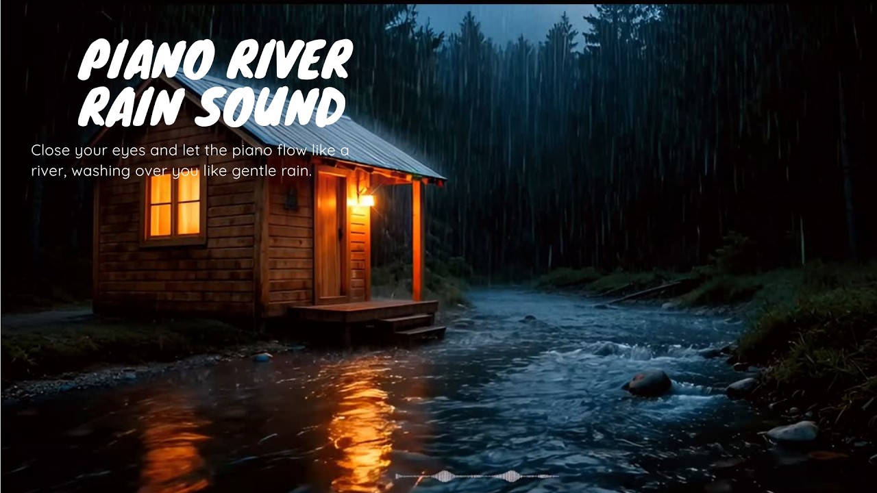 Peaceful River Rain Piano 🌧🎹 Deep Sleep ASMR Ambience for Relaxation, Study and Calm Night 4K HD