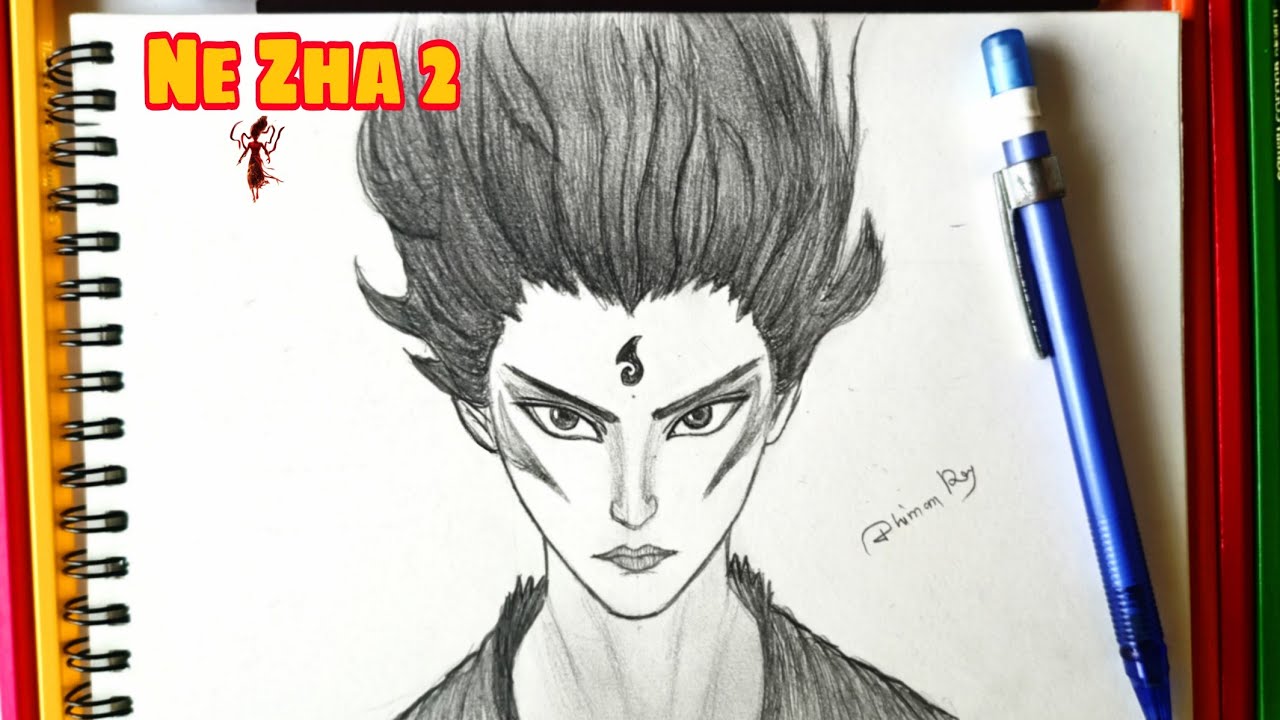 Ne Zha 2 sketch how to draw with only pencil